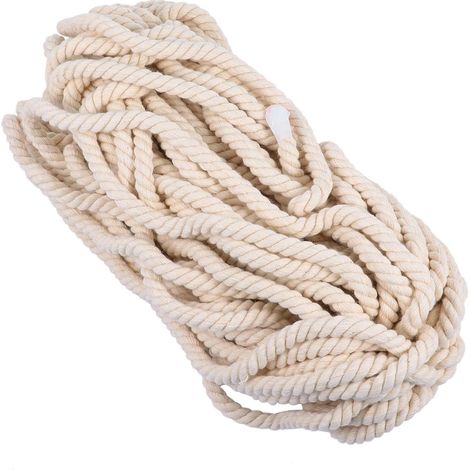 Corde en Coton Rond 3 Brins Épaisse, Corde Décorative Beige pour Macramé, Artisanat, Emballage Floral et Mariage (1/5)