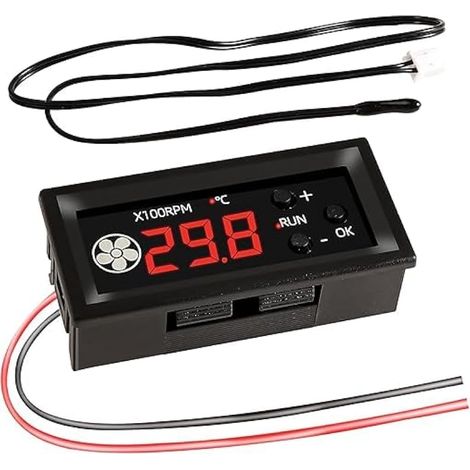 Régulateur de vitesse de ventilateur 12 V CC à 4 fils, commande de ventilateur 12 V CC PWM 4 broches avec affichage numérique de la température et de la vitesse, régulateur de vitesse de ventilateur (1/5)