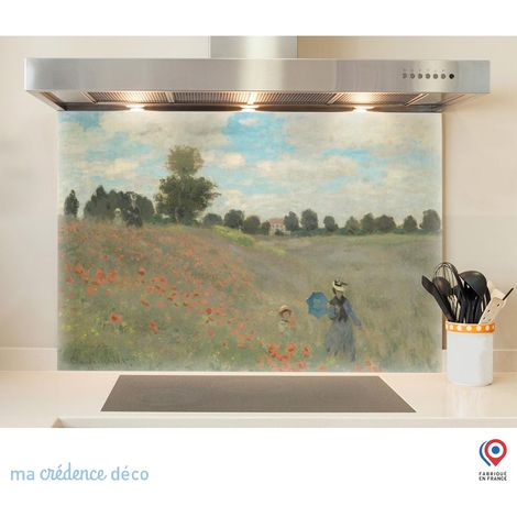 Fond de hotte : Claude Monet, Coquelicots, environs d'Argenteuil - Verre trempé - 90 cm - 60 cm (1/5)
