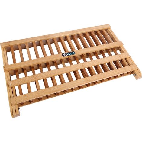 Zweistöckiger, klappbarer Geschirrständer aus Holz für Spüle, Abtropfgestell für Teller und Besteck, Küchenständer (1/5)