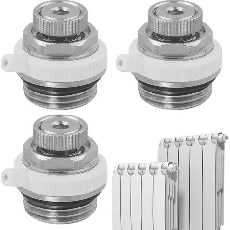 Lot de 3 valves de purge automatiques avec valve de purge de radiateur 1/2" pour radiateur en laiton auto-ventilé (1/5)