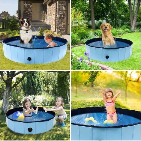 Hundepool 80x20cm, rutschfest, faltbar, PVC, Haustierpool, tragbarer Kinderplanschpool (1/4)