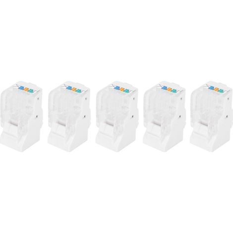 Lot de 5 connecteurs CAT3 RJ11, connecteurs téléphoniques modulaires, connecteur 6P4C AWG26 Convient pour les applications téléphoniques, fax, vocales dans les systèmes de câblage (1/4)