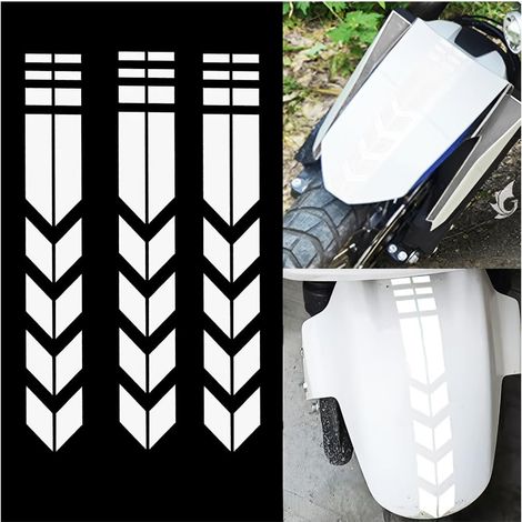 3 Pièces Autocollant Moto Garde-Boue, Autocollants Réfléchissants De Moto Décoration, Autocollant De Garde-Boue Réfléchissant, Bandes Stickers Réfléchissants Motos(Blanc) (1/5)