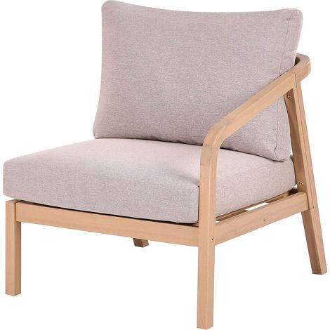 Sezione angolare sinistra a 1 posto in legno di acacia con cuscino in tessuto colore marrone chiaro e beige, Rivello (1/5)