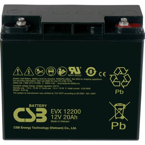 [GEBRAUCHT] B-Ware Csb Bleiakku Batterie Akku Zyklenfest Evx12200 Hauptakku Ersatzakku 12 V 20 Ah