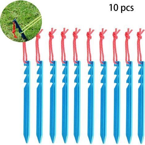 Set mit 10 leichten und robusten blauen Aluminium-Zeltheringen (1/5)