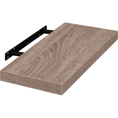 Étagère murale 60 cm en MDF, coloris brun café clair, étagère de rangement décorative flottante convient pour le salon, la chambre, la salle de bain ou le couloir (1/5)