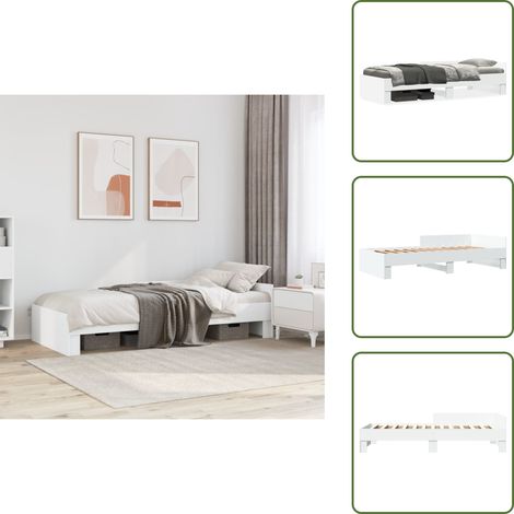 The Living Store Cadre de lit sans matelas blanc 90x200 cm bois d'ingénierie - Lit Enfant - Cadre De Lit - Lit Simple - Lit Blanc - Meuble Chambre À Coucher (1/5)