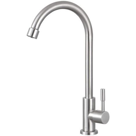 Robinet de cuisine en acier inoxydable - Bec haut pivotant à 360° - Cartouche céramique - Technologie anticorrosion (1/4)