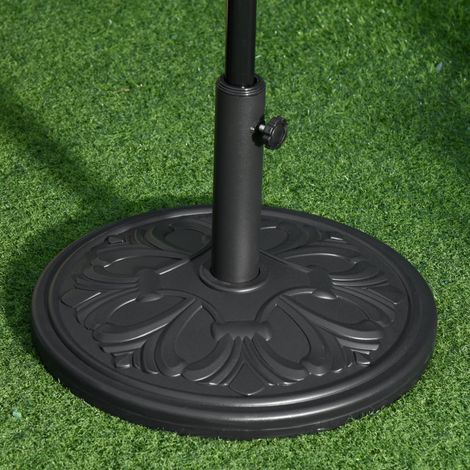 Runder Sonnenschirmständer aus HDPE und Zement, Gewicht 13 kg, für Schirmstangen mit Ø 35/38/48 mm, Ø 48 x 34 cm, Schwarz