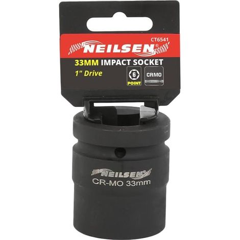 Neilsen 1" Drive Standard Shallow Square Metric Single Impact Socket 33mm (1/2)
