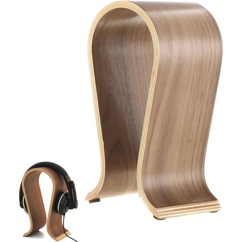 Support pour casque audio - Support en bois en forme de U - Crochet pour casque audio - Universel - Présentoir - Étagère de rangement - Pour la maison, le bureau et le magasin - 25 x 15 x 10 cm (1/5)