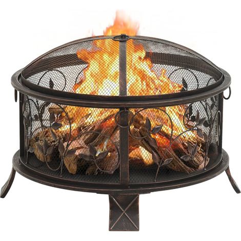 Maison Exclusive - Braciere Rustico con Attizzatoio 67,5 cm XXL in Acciaio