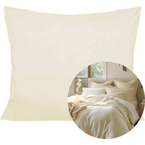 Federa cuscino raso di cotone panna 155/70x80. (1/5)