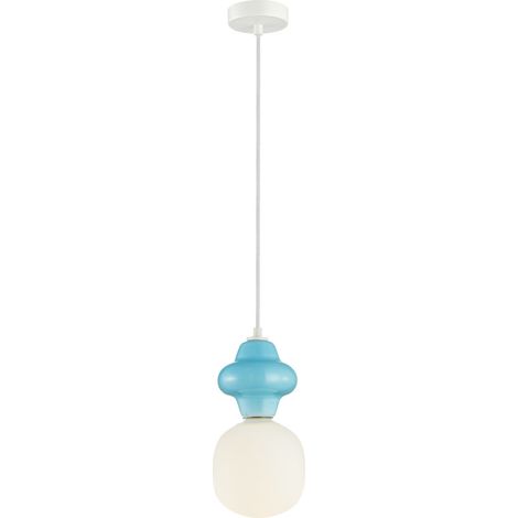 Suspension Art déco céramique bleue Ø15cm E14 Italux (1/3)