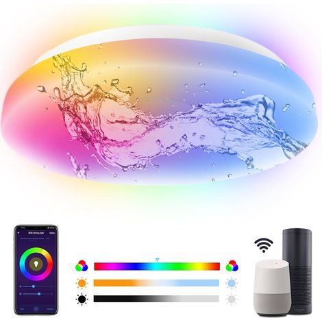 Plafonnier LED Wi-Fi 20W 2200LM IP65 RGB Dimmable Ø22cm (1/5)