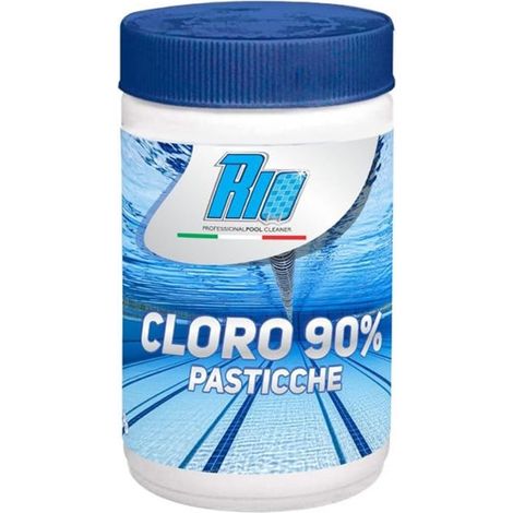 TRADE SHOP - Barattolo Cloro 90% Pasticche 200g Manutenzione Acqua Piscine 1kg Lento Scioglimento 655578a -