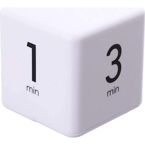 Temporizador de cocina, cronómetro cúbico y temporizador de cuenta regresiva, adecuado para la formación en clases de cocina, reloj despertador digital con pantalla LED (blanco, 1-3-5-10 minutos). (1/5)