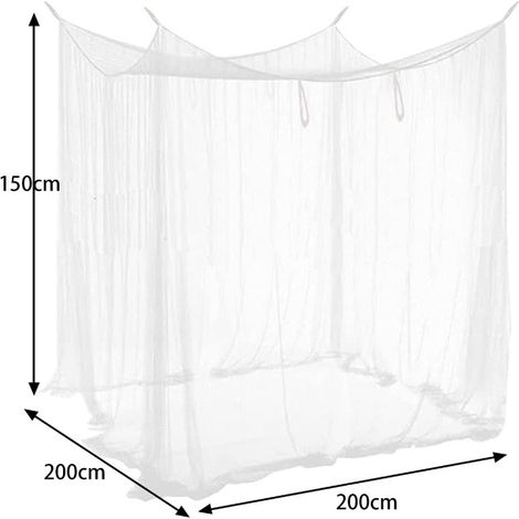 Moustiquaire pour Lit Double Blanc pour la Maison et Le Voyage
200x200x150cm (1/5)