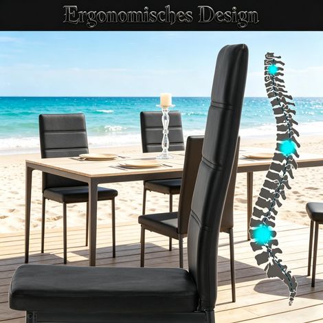 Chaises hautes de salon, chaises de café, chaises de salle à manger à dossier haut, tabourets de maquillage (lot de 4 chaises uniquement) (1/5)