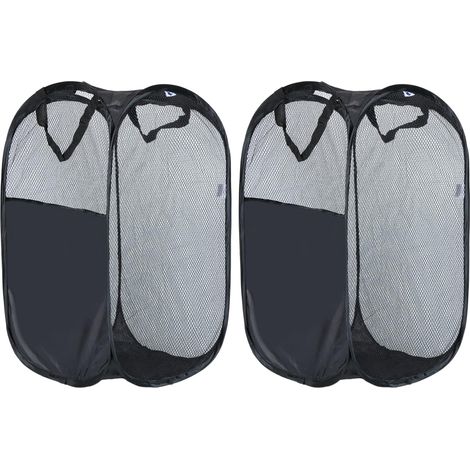 2 Paniers Linge Pliables Noirs (1/4)