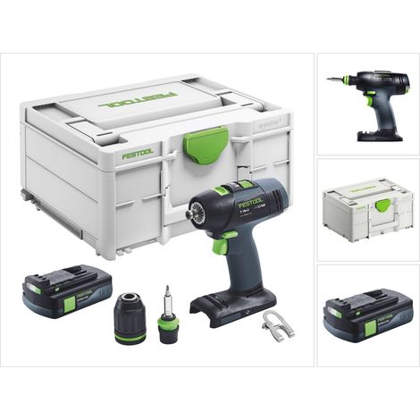 Festool T 18+3 Basic Perceuse-visseuse sans fil 18 V 50 Nm Brushless + 1x batterie 3,0 Ah + Systainer - sans chargeur