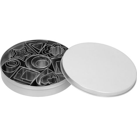 Set mit 24 geometrischen Ausstechformen aus Edelstahl für Gebäckteig und Ton. (1/5)