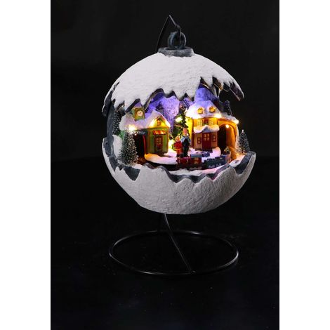 Ad Trend Palla Paesino Invernale Natale con 16 Led D 20 Cm H 24 Cm Bianco (1/2)