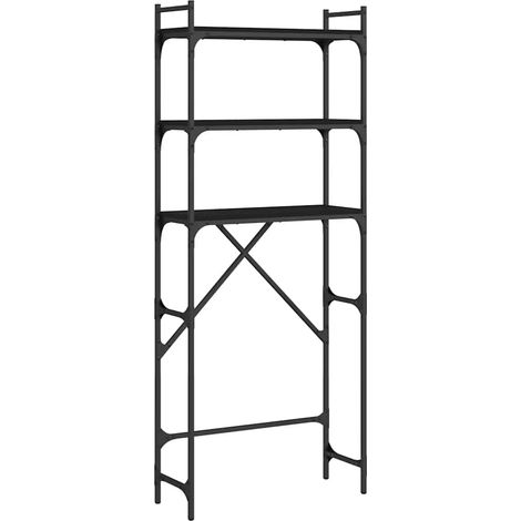 Étagère de lave-linge noir 67x25x163 cm bois d'ingénierie