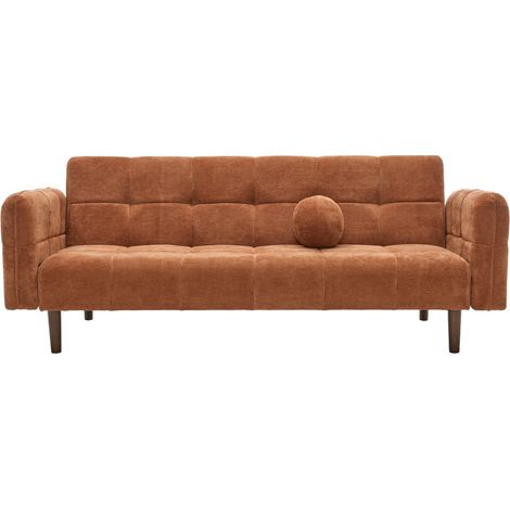 Canapé convertible 3 places en tissu chenille terracotta - Pavia (1/5)
