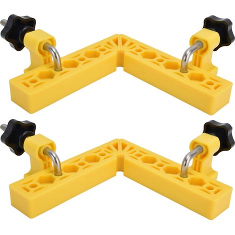 Lot de 2 équerres de positionnement 90°, guide d'angle droit réglable pour assemblage bois, gabarit de coin jaune (1/5)