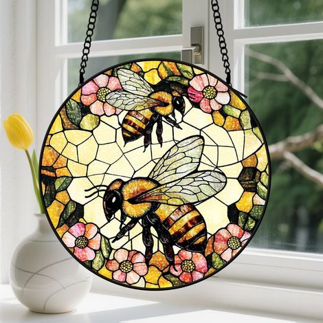 Capteur de Soleil en Vitrail  Décoration Spirituelle pour Maison 15cm (1/4)