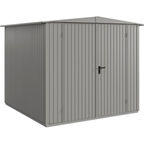 Hörmann Metall-Gerätehaus Berry Classic mit Satteldach Typ 2, 259 x 248 cm, graualuminium, 6,4 m², 2-flüglige Tür (1/5)