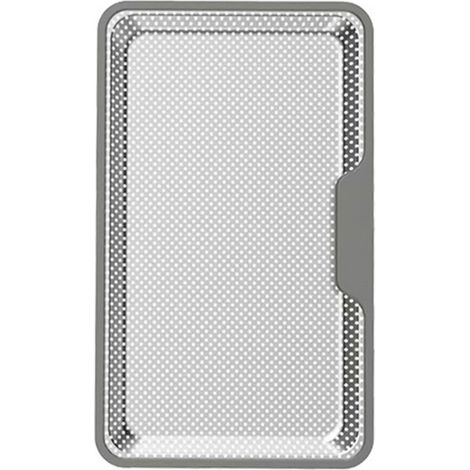 Colador de fregadero de acero inoxidable con grandes lados cuadrados.