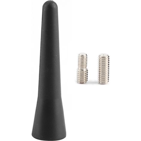 Kurzer Antennenmast, hitzebeständig, rostfreies Gummi, Metall, Plug & Play, schwarze AM-Radioantenne mit 2 Schrauben für das Auto.