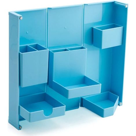 Organizador de escritorio multifuncional y plegable para niños, con ocho compartimentos de almacenamiento, soporte para útiles escolares y accesorios de escritorio - Crezuo