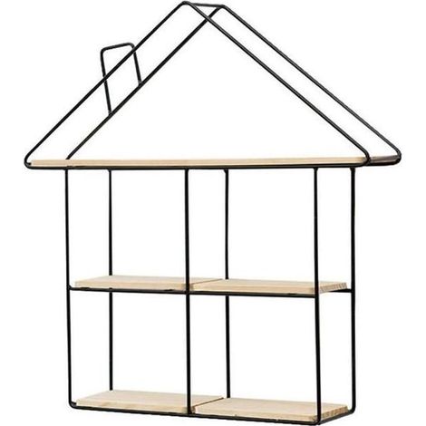 Étagère murale décorative - 3 niveaux - Métal - Noir - 51 x 48 x 12 cm - Rangement mural (1/5)