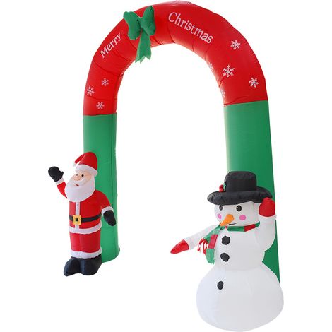 Décoration Extérieure D'Arche Gonflable de Noël, Arche de Bonhomme de Neige Gonflable de Noël de 7,9 Pieds, Décoration Extérieure Gonflable, Arche de Noël pour Pelouse, Cour,
