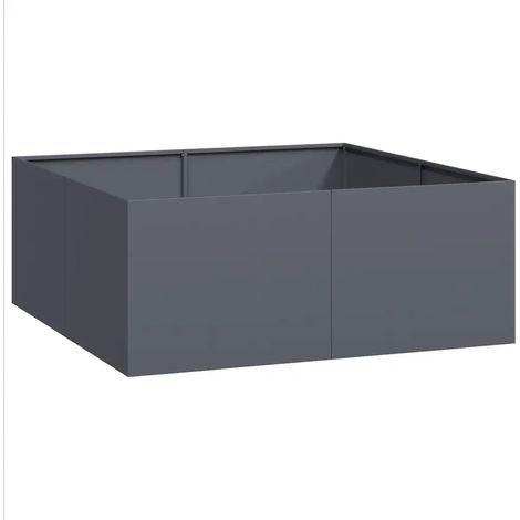 Jardinière carrée design moderne jardin balcon 100 x 100 x 40 cm en acier anthracite (1/5)