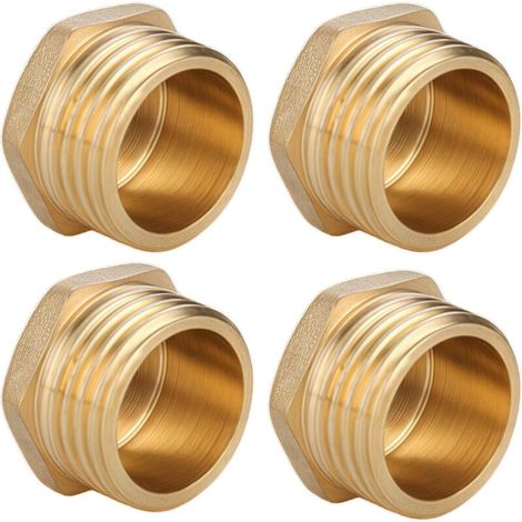 G3/4" (Ø 26 mm) Messing-Außengewindestopfen, 4 Stück. Rohrstopfen mit Sechskant, Messing-Außengewindestopfen, Endstopfen für Gewindefittings, Messingfittings.