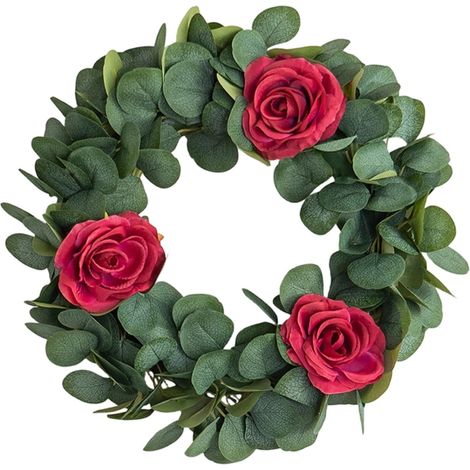 Guirlande Artificielle - Roses Et Feuillage - 42 Cm - Décoration Porte Mur Intérieur Extérieur - 1 Pièce (1/5)