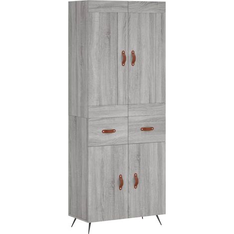 Buffet haut Sonoma gris 69,5x34x180 cm Bois d'ingénierie vidaXL (1/5)