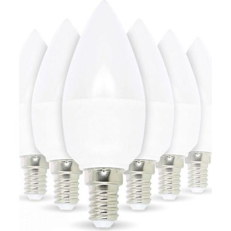 6er-Pack LED-Lampen E14, 5,5 W (entspricht 40 W), natürliches Weißlicht, energiesparend, dimmbar, geeignet für Kronleuchter und Wandleuchten