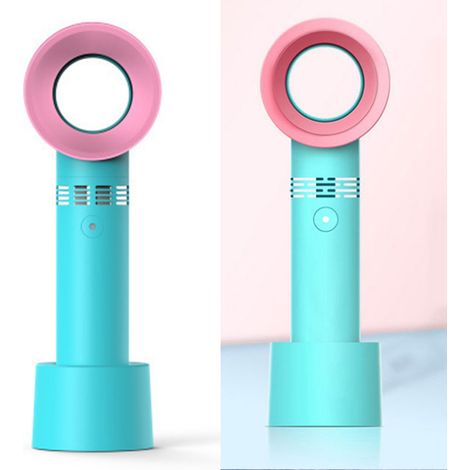 Ventilateur portable sans pales, 3 vitesses, batterie 2000 mAh, avec support pour enfants et étudiants, vert (1/5)