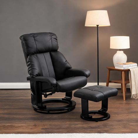 Fauteuil de massage coloris noir en bonded cuir 76 x 80 x 102 cm (1/5)