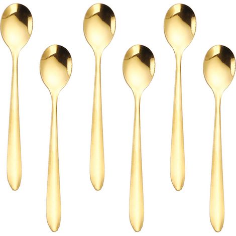 Cuillère À Café - Acier Inoxydable Doré - 12 cm / 14 cm / 16 cm - Pour Dîner Dessert Café - Lot De 30 Pièces (1/5)