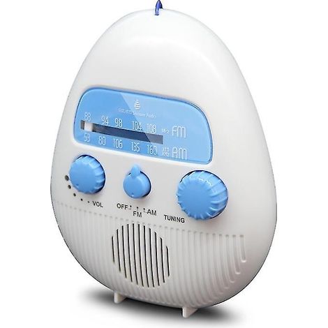 Radio de douche étanche - Mini haut-parleur radio de douche portable sans fil, blanc, 1 article (1/5)
