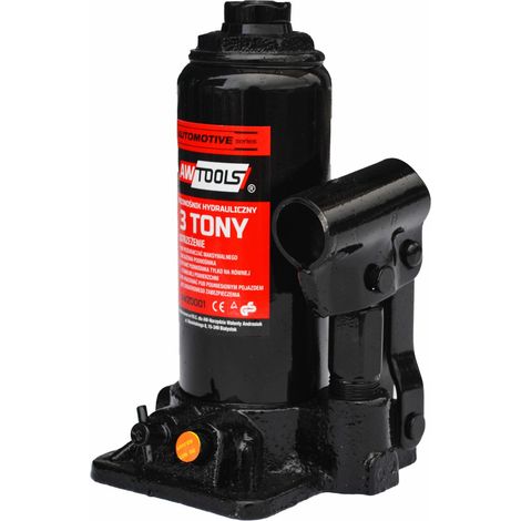 Gato hidráulico de pistón y columna Awtools, modelo 3 toneladas, capacidad de carga de 3T, altura ajustable de 178-350 mm, ideal para levantar vehículos y maquinaria pesada.