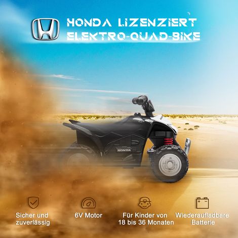 Quad électrique enfant, 2,8 km/h, phares LED, pour 1,5-3 ans, noir, 65,5 x 38,5 x 43,5 cm (1/5)